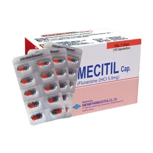 Viên nang Mecitil 5,9mg điều trị rối loạn tiền đình, đau nữa đầu (10 vỉ x 10 viên)