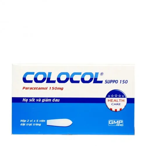 Viên đặt trực tràng Colocol 150mg giảm đau, hạ sốt (2 vỉ x 5 viên)