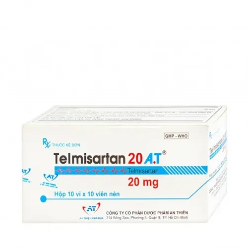 Viên nén Telmisartan 20 An Thiên điều trị tăng huyết áp (10 vỉ x 10 viên)