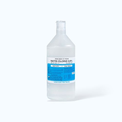 Nước muối Natri clorid 0.9% 3/2 dùng súc miệng và rửa vết thương (chai 1000ml)
