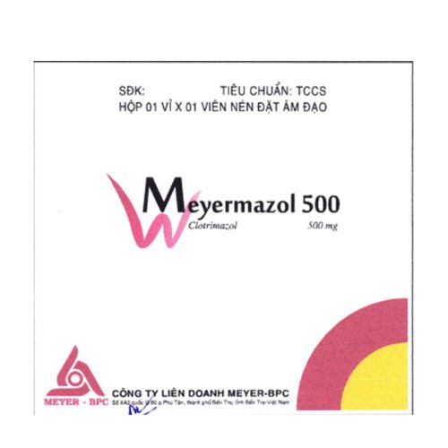 Viên đặt âm đạo Meyermazol 500 Meyer điều trị viêm âm đạo (1 vỉ x 10 viên)