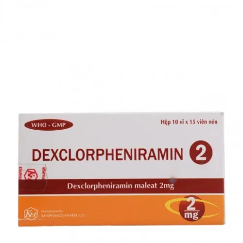 Viên nén Dexclorpheniramin 2mg Khapharco trị dị ứng, ngứa, thuỷ đậu (10 vỉ x 15 viên)