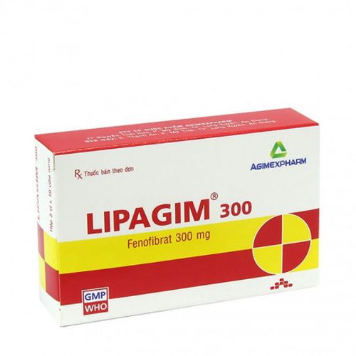 Viên nang Lipagim 300mg Agimexpharm điều trị tăng cholesterol máu, giảm mỡ máu (3 vỉ x 10 viên)