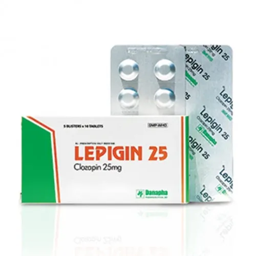 Viên nén Lepigin 25mg Danapha điều trị bệnh tâm thần phân liệt mức độ nặng (5 vỉ x 10 viên)