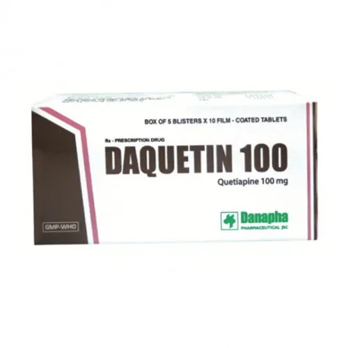 Viên nén Daquetin 100mg Danapha điều trị rối loạn lưỡng cực, tâm thần phân liệt (5 vỉ x 10 viên)