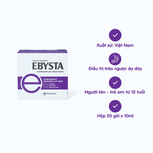 Hỗn dịch uống Ebysta trị trào ngược dạ dày thực quản (20 gói x 10ml)