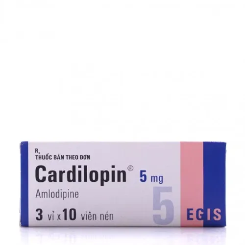 Viên nén Cardilopin 5mg điều trị tăng huyết áp, đau thắt ngực (3 vỉ x 10 viên)