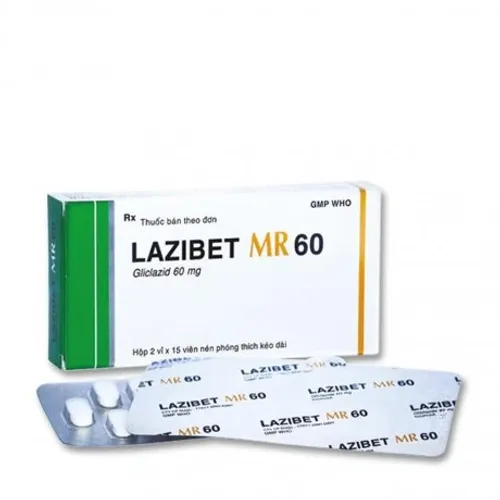 Viên giải phóng có kiểm soát Lazibet MR 60mg Bidiphar trị đái tháo đường type 2 (2 vỉ x 15 viên)