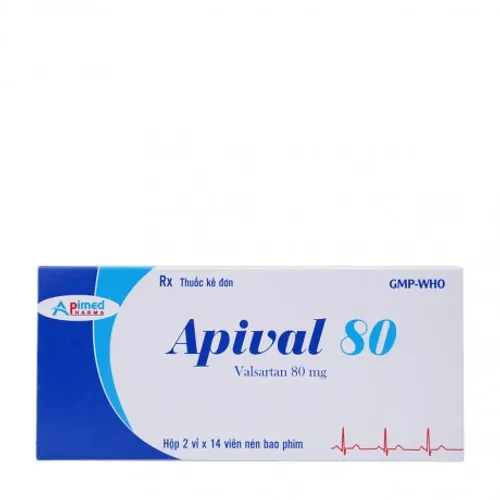 Viên nén Apival Apimed 80mg điều trị tăng huyết áp, suy tim (2 vỉ x 14 viên)