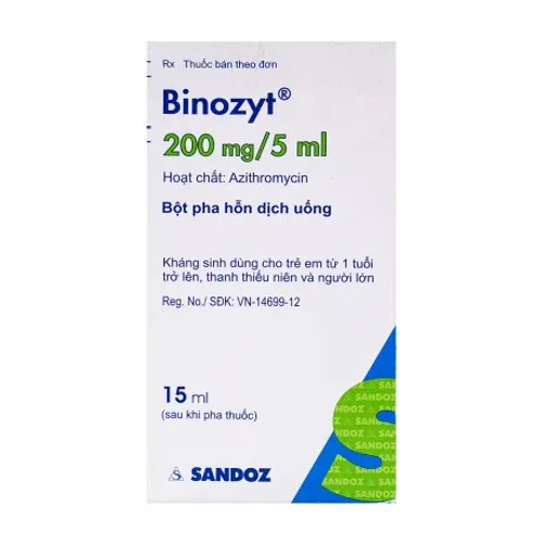Bột pha uống Binozyt 200mg/5ml điều trị nhiễm khuẩn đường hô hấp (chai 15ml)