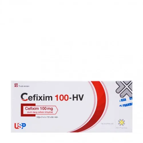 Viên nén Cefixim 100mg US Pharma kháng sinh điều trị nhiễm khuẩn (3 vỉ x 10 viên)