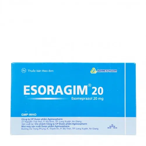 Viên bao tan ở ruột Esoragim 20mg điều trị loét dạ dày, tá tràng (3 vỉ x 10 viên)