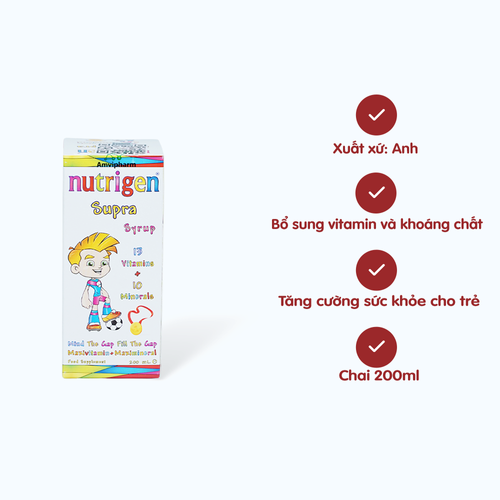 Siro Nutrigen Supra Syrup tăng cường sức khỏe cho trẻ (Chai 200ml)