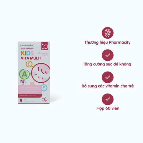 Kẹo dẻo Pharmacity Kids Vita Multi hỗ trợ bổ sung vitamin và khoáng chất  (Hộp 60 viên)