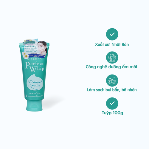 Sữa rửa mặt tạo bọt dành cho da mụn Senka Perfect Whip Acne Care (100g)
