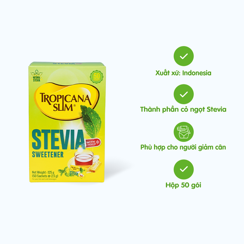Đường ăn kiêng Tropicana Slim Stevia (Hộp 50 gói)