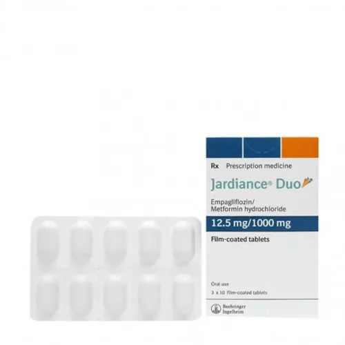Viên nén Jardiance Duo 12.5mg/1000mg điều trị đái tháo đường type 2 (3 vỉ x 10 viên)