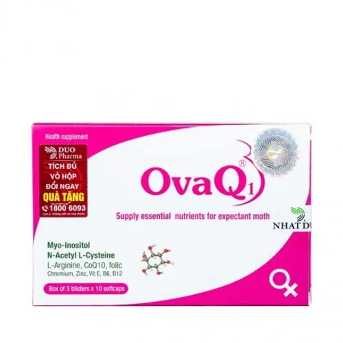 Viên uống Ovaq1 hỗ trợ bổ sung Myo Inositol, Acid folic cho phụ nữ trước khi mang thai (Hộp 3 vỉ x 10 viên)