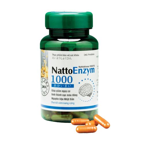Viên uống DHG NattoEnzym 1000 DHG hỗ trợ giảm nguy cơ tắc nghẽn mạch máu (Chai 60 viên)