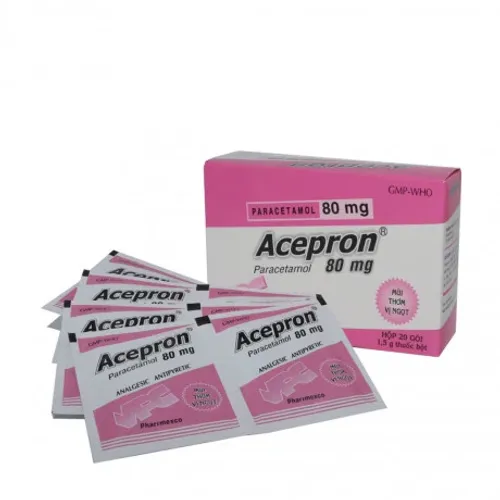 Thuốc bột uống Acepron 80mg Pharimex giảm đau từ nhẹ đến vừa và hạ sốt (20 gói x 1.5g)