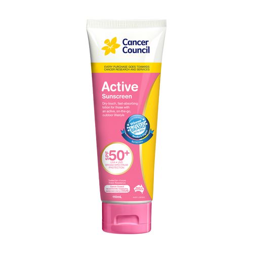 Kem chống nắng phổ rộng CANCER COUNCIL Active bảo vệ da trong các hoạt động ngoài trời SPF50+ (Chai 110ml)