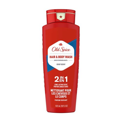 Sữa tắm gội Old Spice High Endurance Crisp Scent 2in1 Hair + Body Wash Shampooing (Chai 532ml)