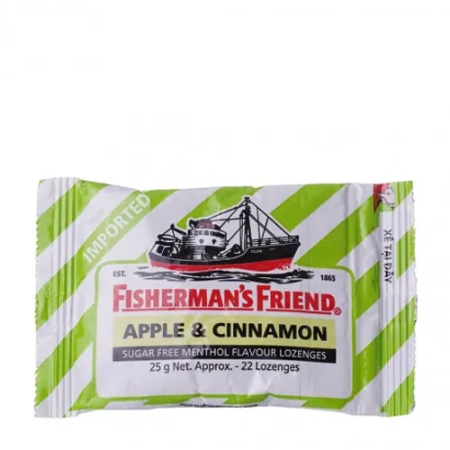 Kẹo cay con tàu không đường vị táo quế Fisherman's Friend Apple cinnamon (25g)