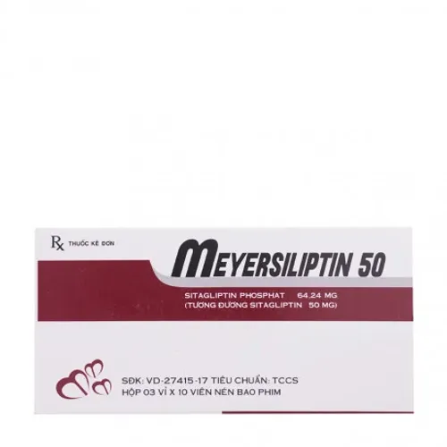 Viên nén Meyersiliptin 50mg điều trị đái tháo đường type 2 (3 vỉ x 10 viên)