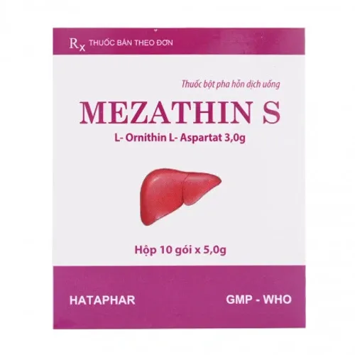 Bột pha uống MEZATHIN 3G tăng amoniac trong bệnh xơ gan, tăng cường chức năng gan (hộp 10 gói)