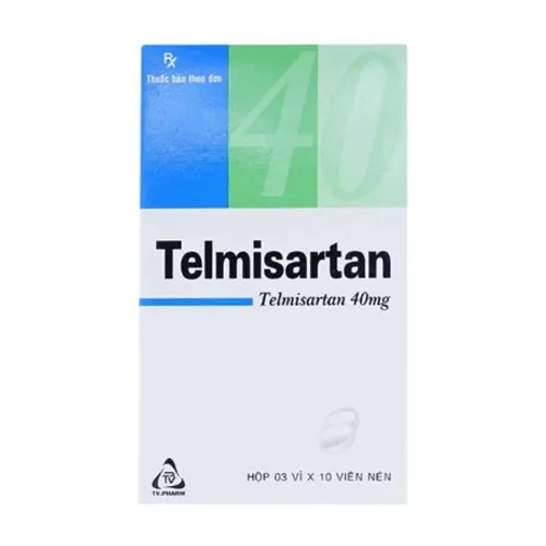 Viên nén Telmisartan TV Pharm 40mg điều trị tăng huyết áp (3 vỉ x 10 viên)