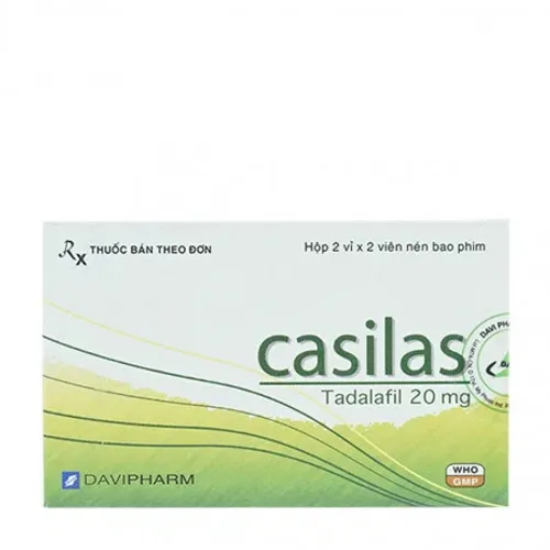 Viên nén Casilas 20mg điều trị rối loạn cương dương (2 vỉ x 2 viên)