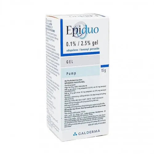 Thuốc dùng ngoài Epiduo 0.1%/2.5% gel điều trị tại chỗ mụn trứng cá (tuýp 15g)