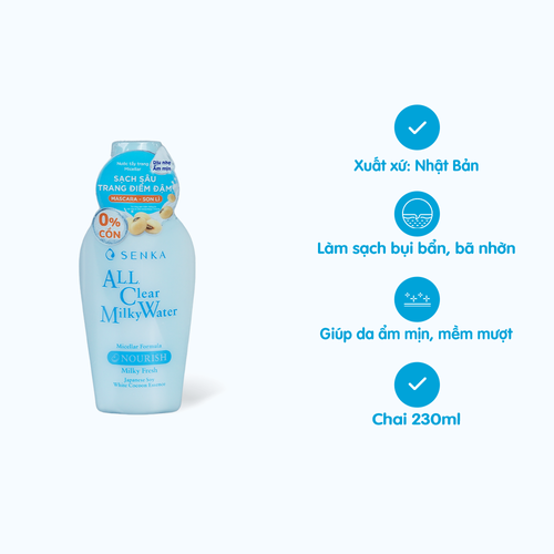 Nước sữa tẩy trang hai lớp Senka All Clear Milky Water (230ml)