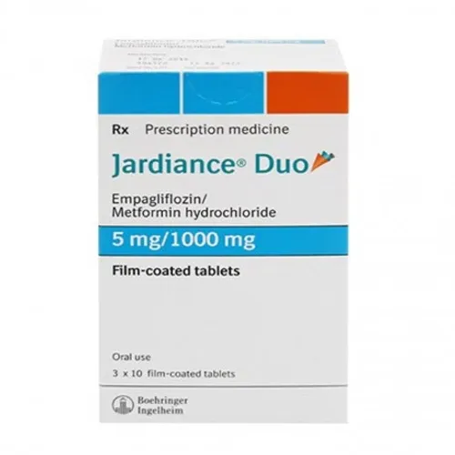 Viên nén Jardiance Duo 5mg/1000mg điều trị đái tháo đường type 2 (3 vỉ x 10 viên)