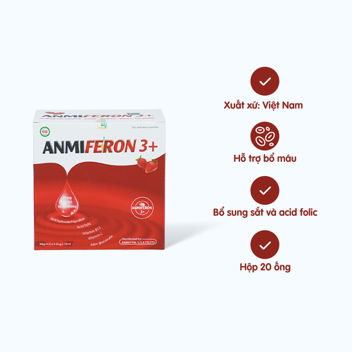 Dung dịch Anmi Feron 3+ hỗ trợ bổ máu (Hộp 4 vỉ x 5 ống x 10ml)