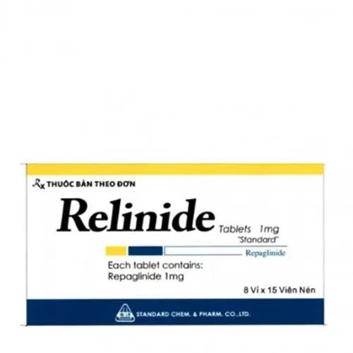 Viên nén Relinide 1mg điều trị bệnh đái tháo đường type 2 (8 vỉ x 15 viên)