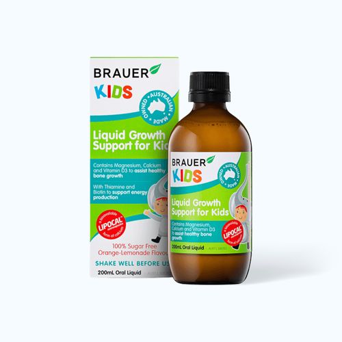 Siro BRAUER Kids Liquid Growth Support For Kids bổ sung canxi, vitamin và khoáng chất hỗ trợ phát triển chiều cao cho trẻ từ 1 tuổi (Chai 200ml)