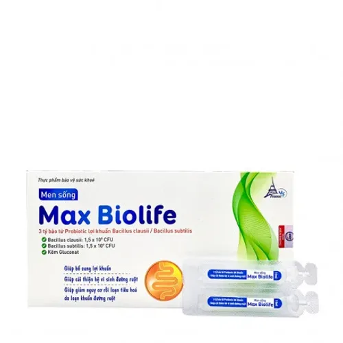 Men uống Max Biolife bổ sung men vi sinh, hỗ trợ tiêu hóa (Hộp 20 ống)