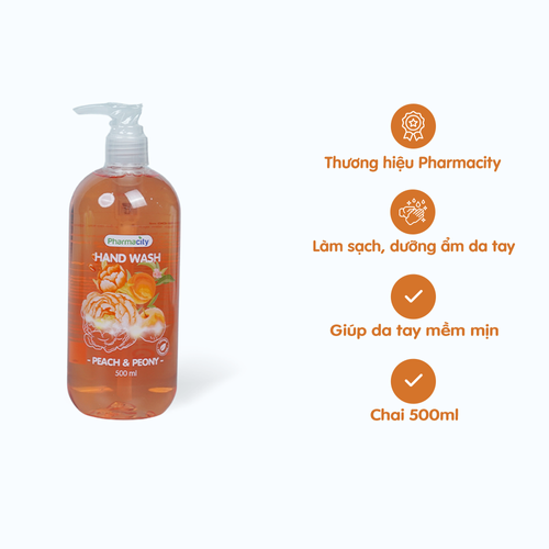 Nước rửa tay làm sạch và dưỡng ẩm hương Peach & Peony Pharmacity (Chai 500ml)