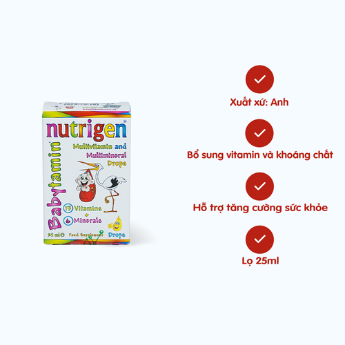 Siro Nutrigen Babytamin hỗ trợ tăng cường đề kháng cho trẻ (Chai 25ml)