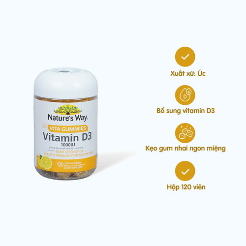 Viên nhai Nature's Way Adult Vita Gummies Vitamin D3 hỗ trợ hấp thu canxi (Hộp 120 viên)