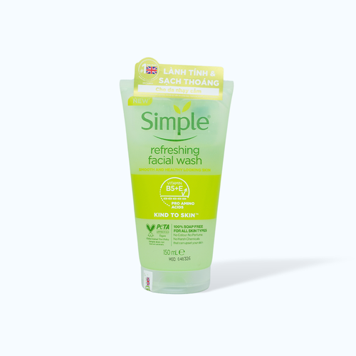 Sữa rửa mặt Simple Refreshing Facial Wash 100% Soap Free (Tuýp 150ml)