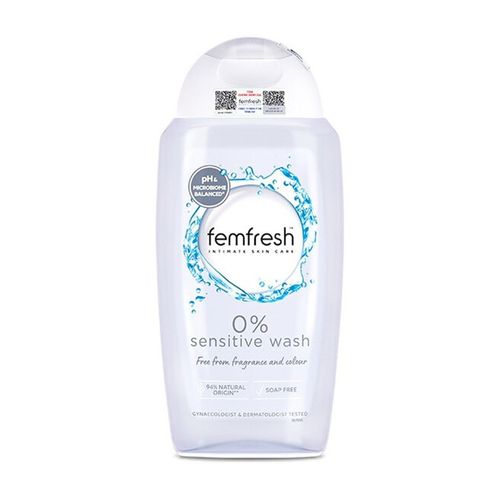 Dung dịch vệ sinh phụ nữ cao cấp cho da nhạy cảm Femfresh 0% Sensitive Intimate Wash (Chai 250ml)