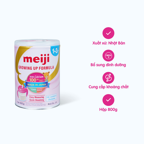 Sản phẩm dinh dưỡng công thức cho trẻ từ 12 - 36 tháng tuổi Meiji Growing Up (Hộp 800g)