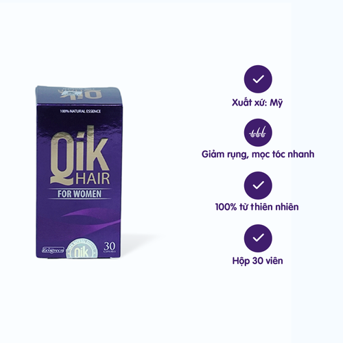 Viên uống QiK Hair For Women Ecogreen giúp giảm rụng tóc ở nữ giới, giúp tóc mọc nhanh ( Hộp 30 viên)