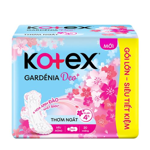 Băng vệ sinh ban ngày siêu mỏng có cánh Kotex Gardenia Deo+ 23cm (20 miếng)