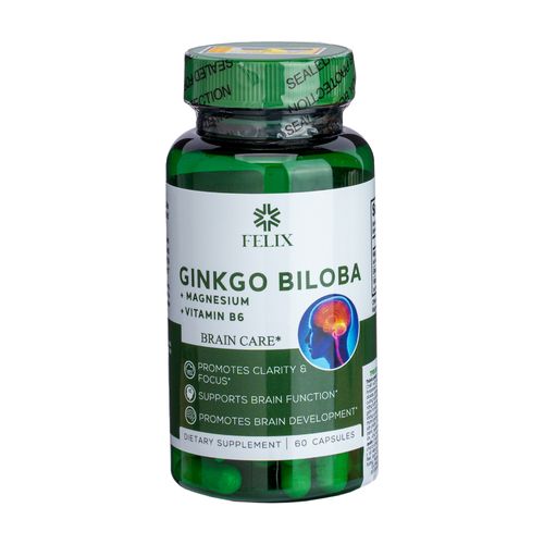 Viên uống Felix Ginkgo Biloba, Mg, B6 hỗ trợ tăng cường tuần hoàn não , cải thiện tình trạng suy giảm trí nhớ (Hộp 60 viên)