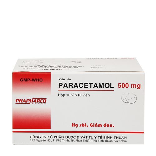 Viên nén PARACETAMOL 500MG giảm đau từ nhẹ đến vừa và hạ sốt (10 vỉ x 10 viên)