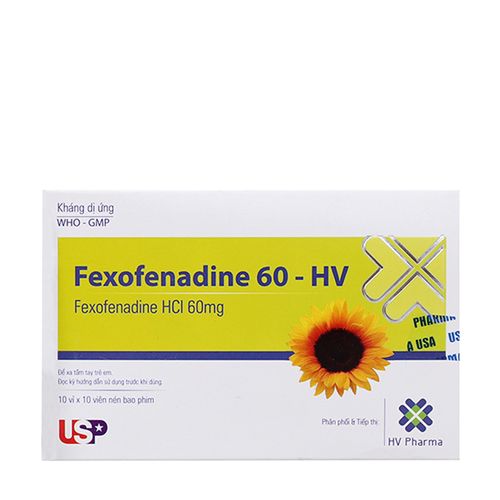 Viên nén Fexofenadin 60 - HV trị viêm mũi dị ứng, mày đay (10 vỉ x 10 viên)