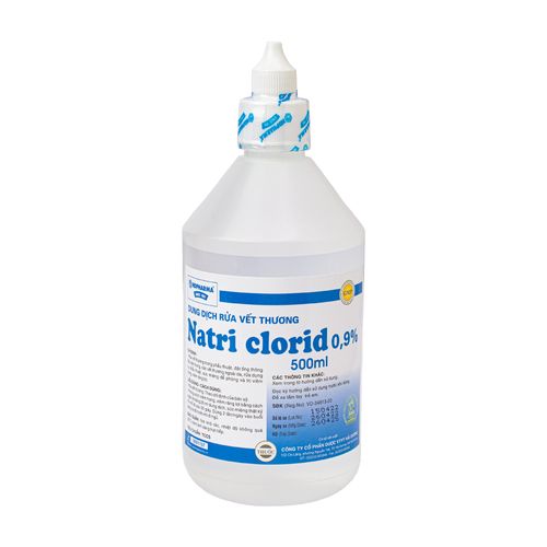 Dung dịch dùng ngoài Natri Clorid 0.9% rửa vết thương, phẫu thuật, sát trùng họng (chai 500ml)